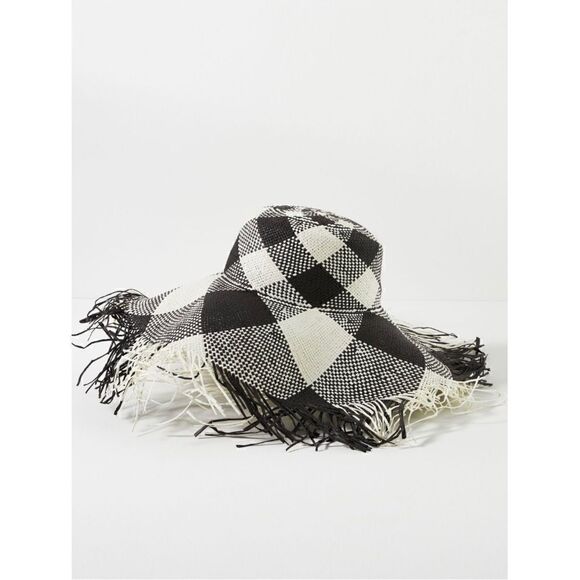 NEW Anthropologie Black and White Floppy Fringe Kentucky Derby Straw Party Hat - Picture 5 of 5